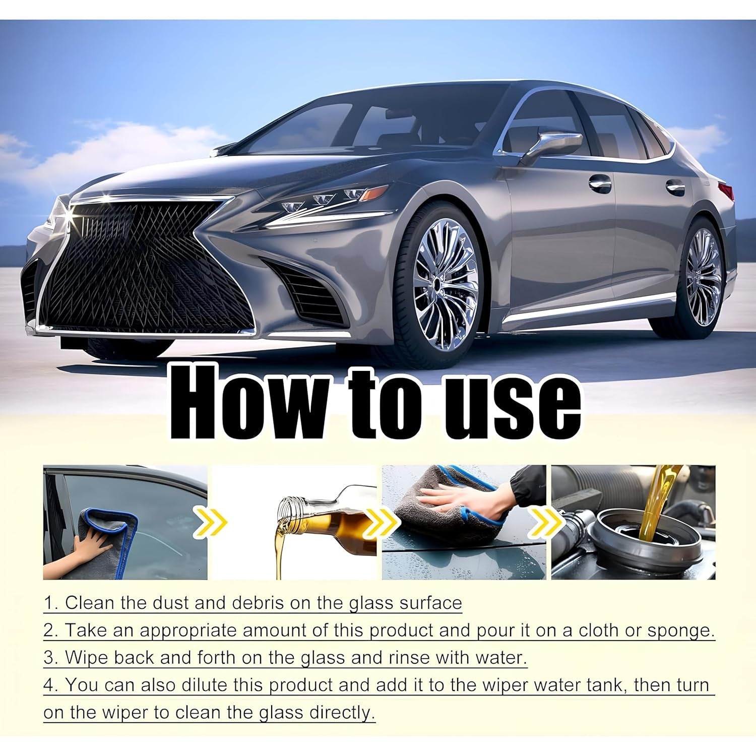 Car Glass Oil & Water Spot Remover - Windshield & Surface Cleaner