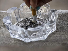 Crystal Clear Round Glass Ash Tray for Home & Outdoor Decor