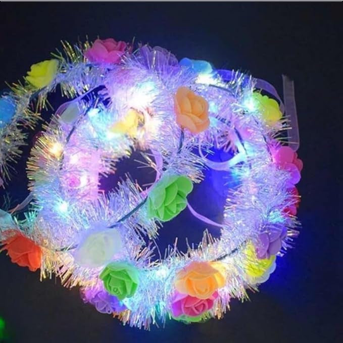 Colorful LED Flower Wreath Headband with Lighted Hair Line