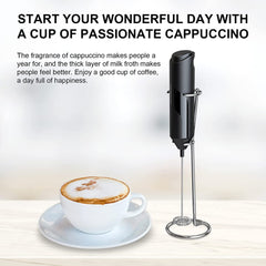 Electric Milk Frother with Ss Stand – Handheld Latte & Coffee Mixer