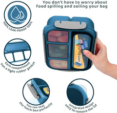 Leakproof 4-Compartment Square Lunch Box for Kids & Adults, Reusable