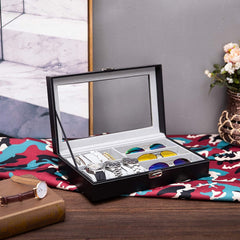 Elegant 6 Slot Watch & 3 Slot Sunglasses Organizer with Lock