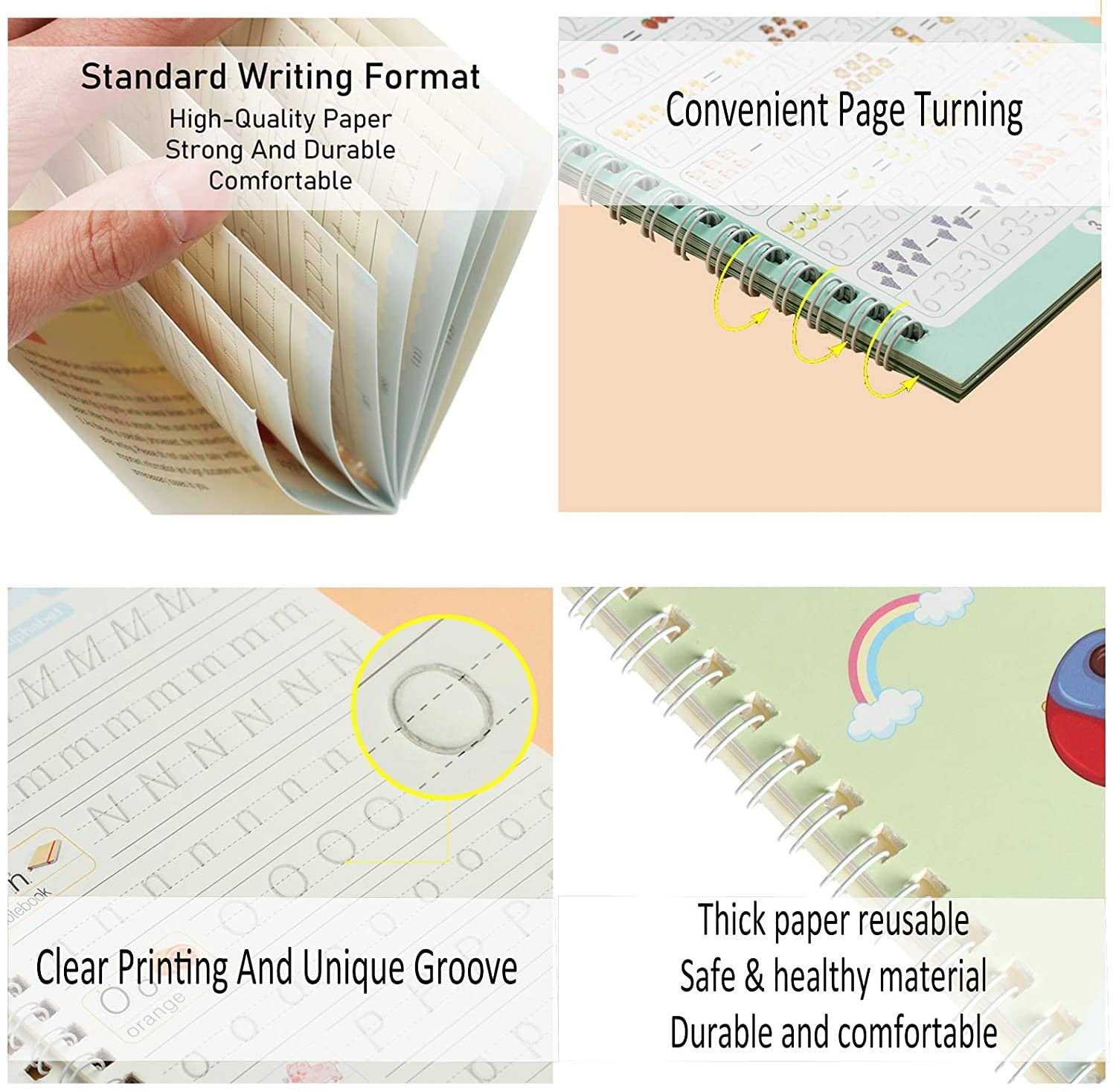 Magic Practice Copybook Set for Kids with Reusable Tracing Pages and Soft Pen Cover