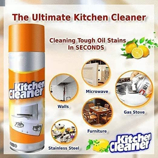 Orange Kitchen Multi-Purpose Foam Cleaner Spray 500ml for Grease & Stain Removal