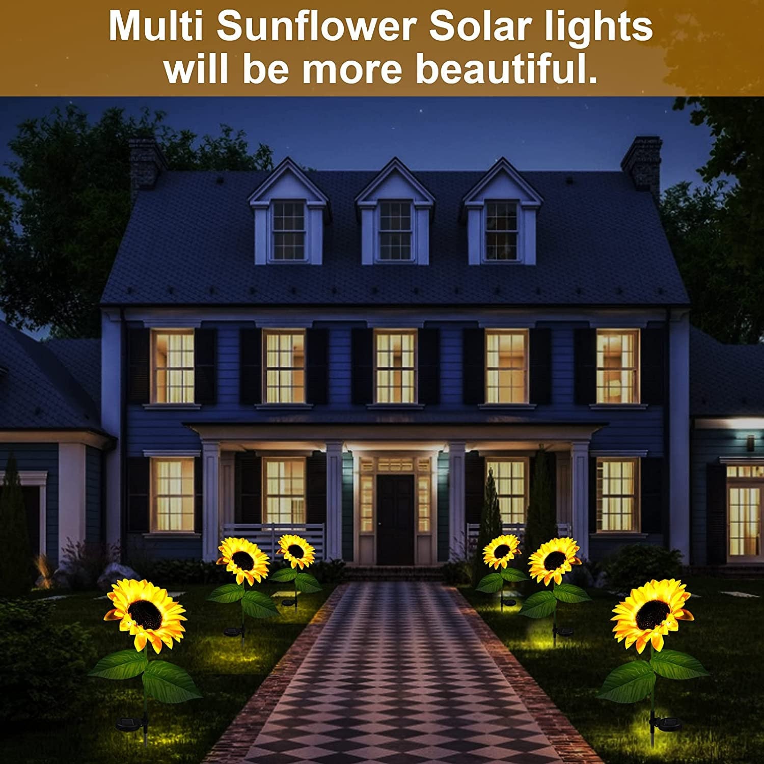 Sunflower Solar Garden Lights, 2 Pcs, Color Changing & Waterproof