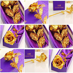 Golden 24K Gold Foil Rose in Luxury Gift Box for Eternal Love and Decor