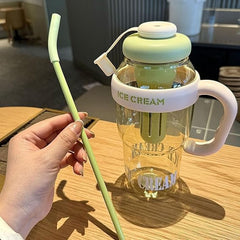 Ice Cream 1300ml Water Bottle with Straw - Fun & Refreshing
