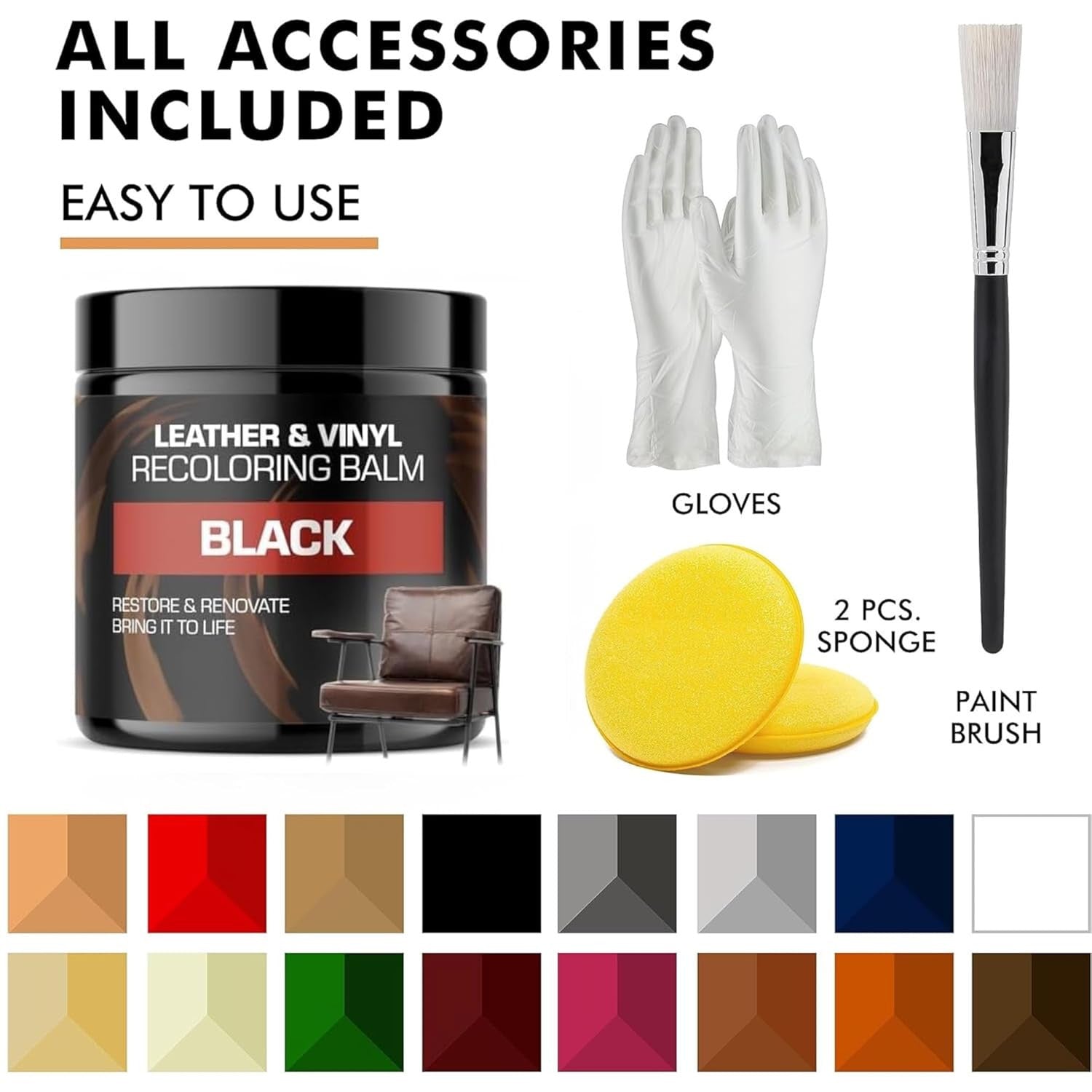 Black Leather Recoloring Balm for Couches and Furniture