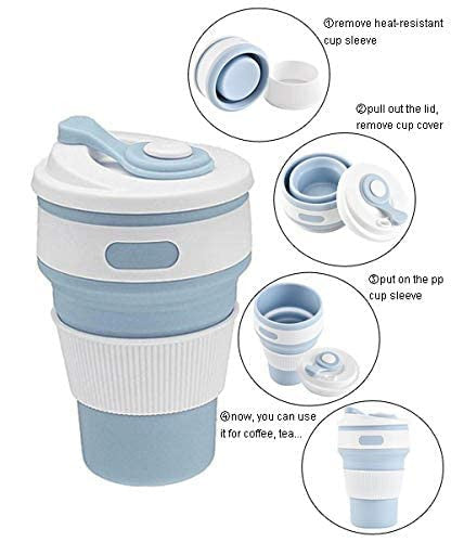 350ml Foldable Travel Coffee Cup with Lid – Leakproof, Space-Saving Mug