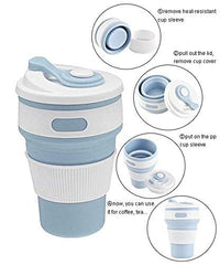 350ml Foldable Travel Coffee Cup with Lid – Leakproof, Space-Saving Mug