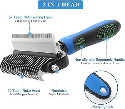 Pet Grooming Brush for Hair & Fur - Easy & Gentle Grooming Tool