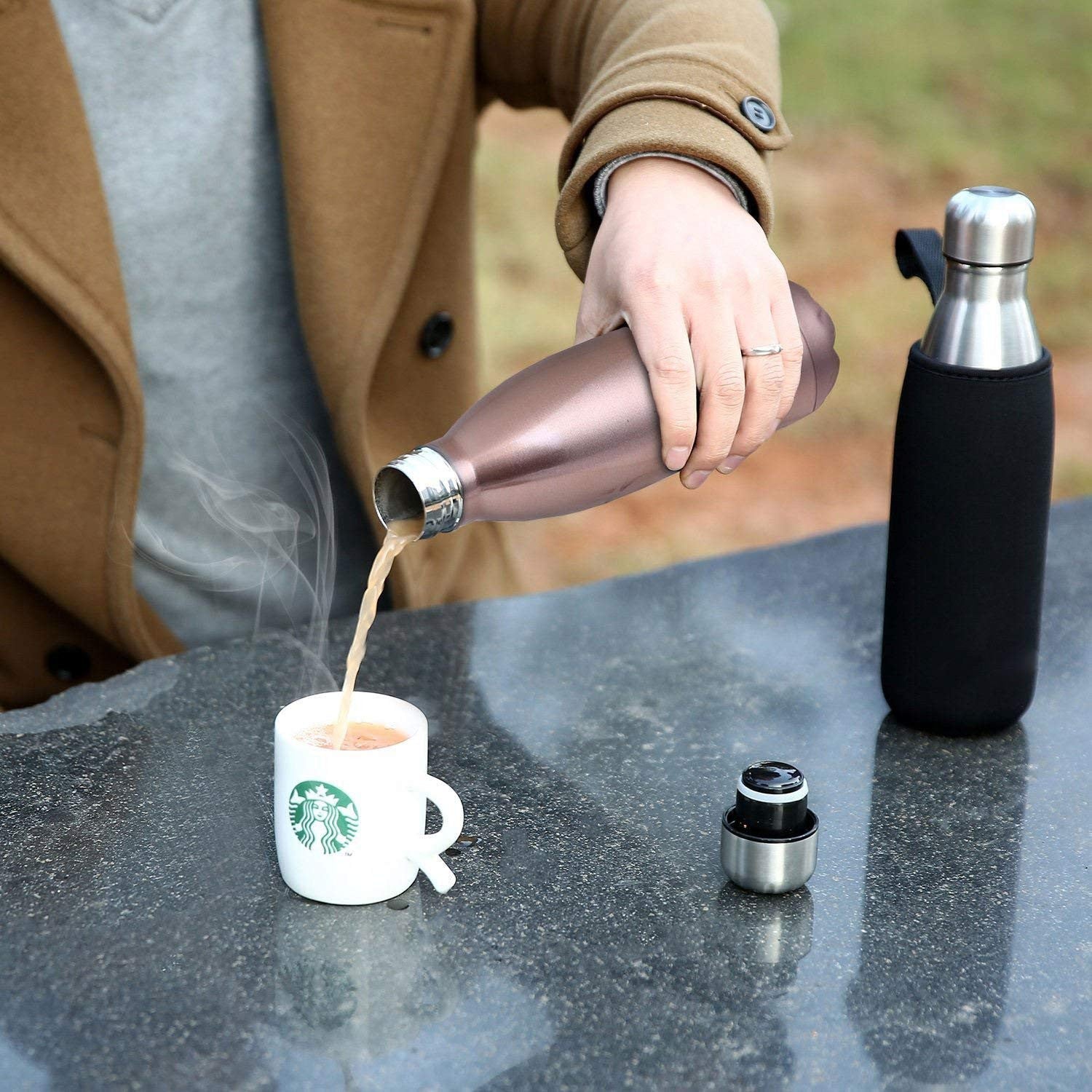 Stainless Steel 750ml Hot & Cold Water Bottle - Wine Color Thermoflask