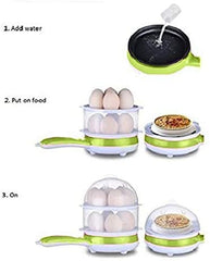 Double Layer Electric Egg Cooker with Handle, 14 Egg Capacity