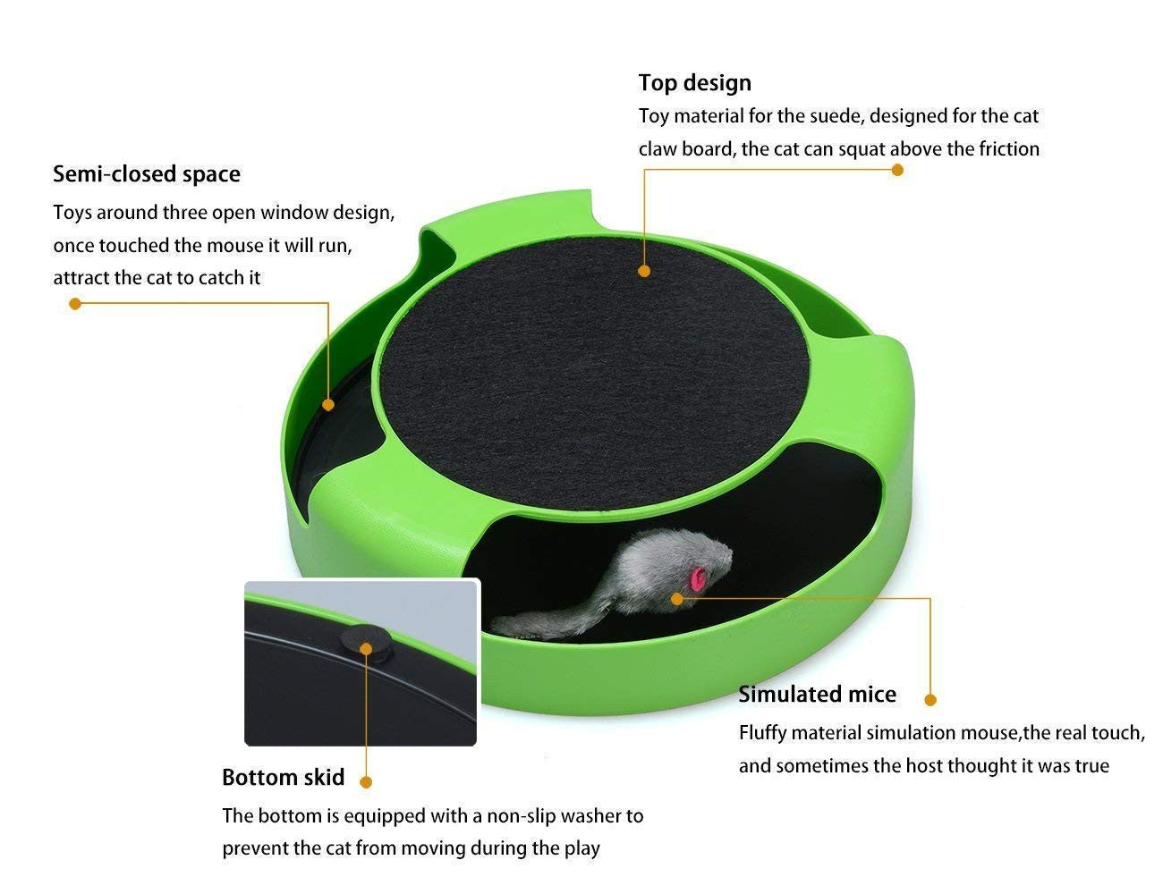 Interactive Cat Toy with Catch the Mouse & Scratch Pad for Engaged Play