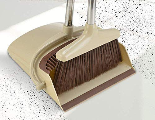 Windproof Mop & Dustpan Set with Self-Cleaning Broom and Steel Handle