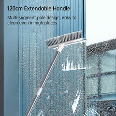 White 2-in-1 Bathroom & Floor Cleaning Brush with Wiper and Long Handle
