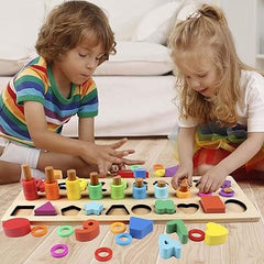 3-in-1 Wooden Puzzle Set: Numbers, Shapes & More