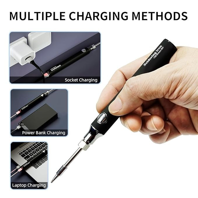 Portable USB Cordless Soldering Iron with 3 Tips for Precision Welding