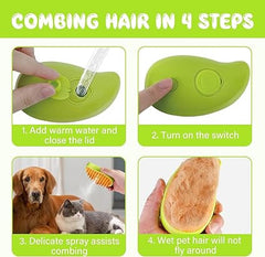 3-in-1 Electric Cat Steam Brush for Hair Removal and Grooming