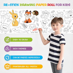 Drawing Roll with Sheets, Color Filling Stickers & Poster for DIY Art