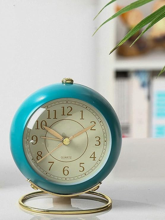 Blue Round Desk Clock - Classic & Elegant Design