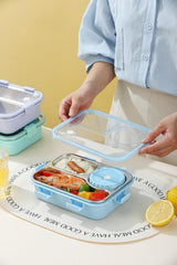 Premium 3-Section Stainless Steel Lunch Box with Soup Bowl & Cutlery