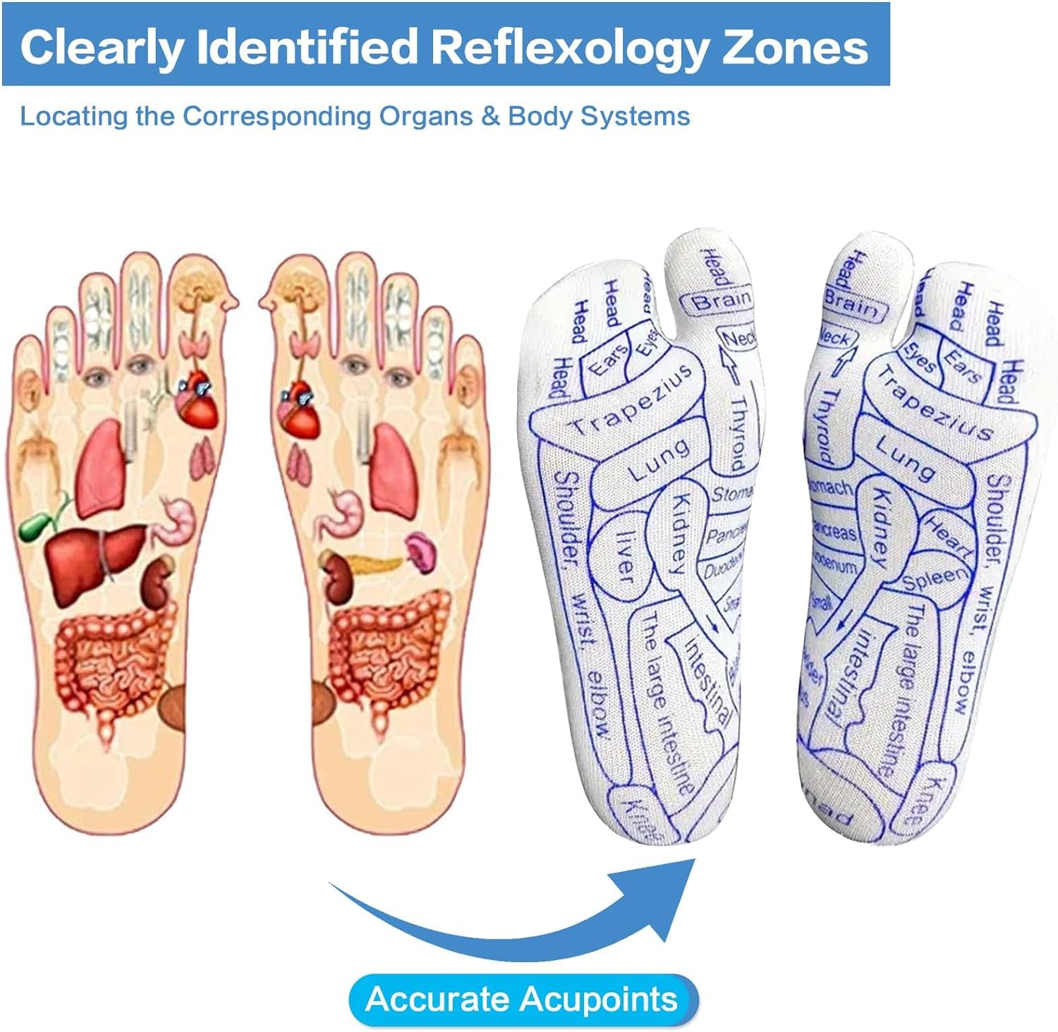 Reflexology Socks with Massage Tool for Foot Relief & Acupressure