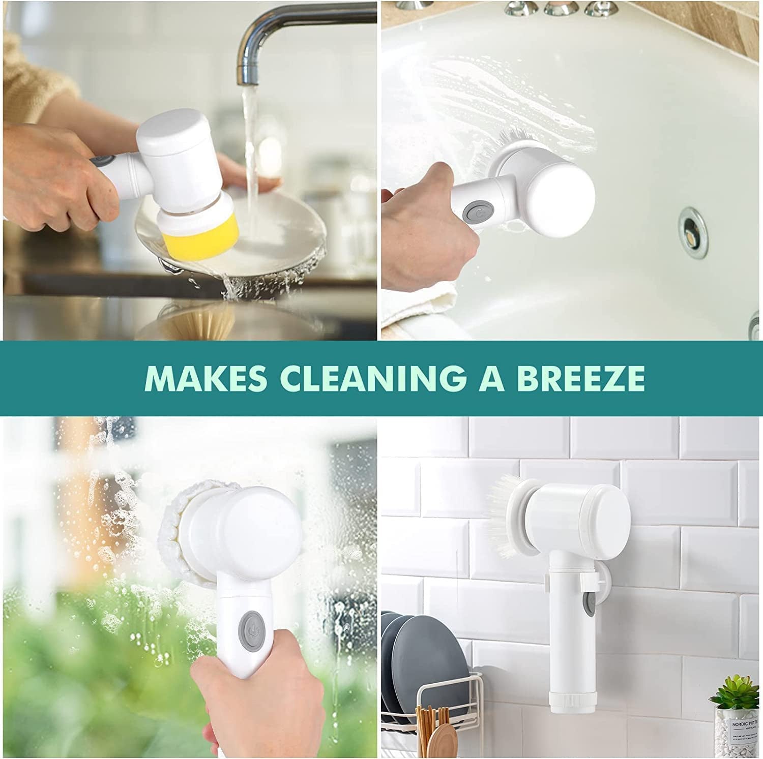 5-in-1 Electric Spin Scrubber for Bathroom & Kitchen Cleaning
