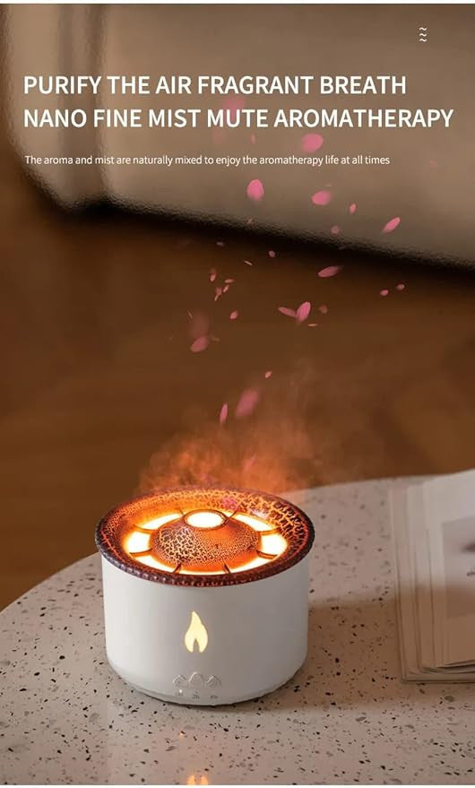 Volcano Flame Diffuser & Humidifier for Aromatherapy and Air Quality