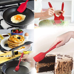 6-Piece Red Silicone Kitchen Spatula Set for Baking and Cooking