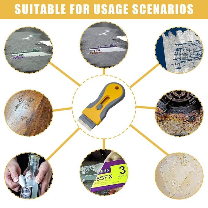 Heavy-Duty Metal Paint Scraper with 15 Replacement Blades