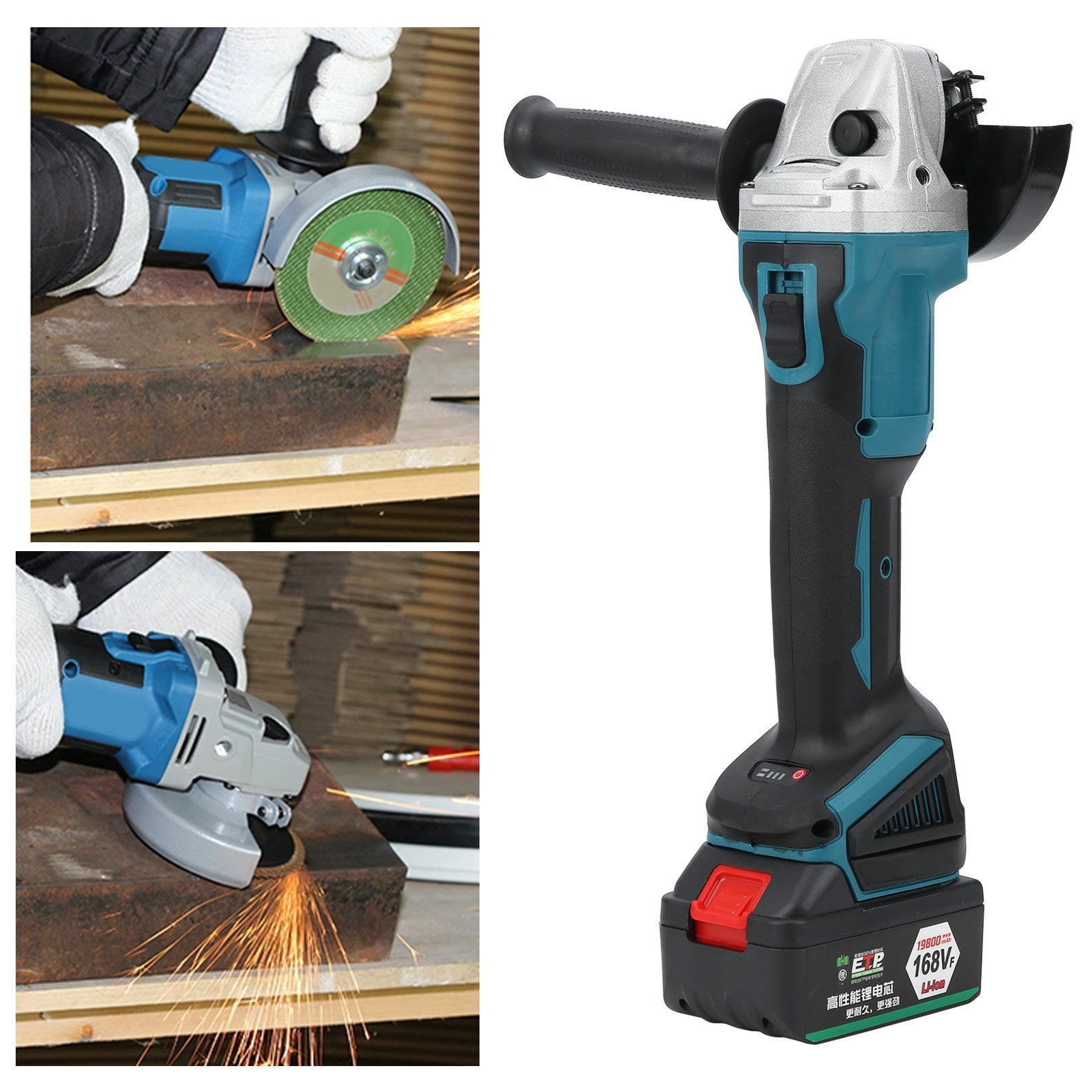 Cordless Double Battery Angle Grinder - Portable Power Tool