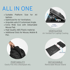 Adjustable Laptop Stand with Detachable Mouse Pad & Pen Slot