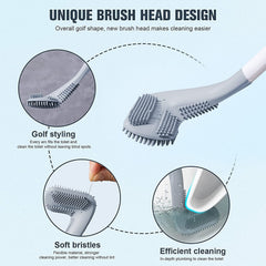 Flexible Silicone L-Shape Toilet Brush with Holder and Hooks