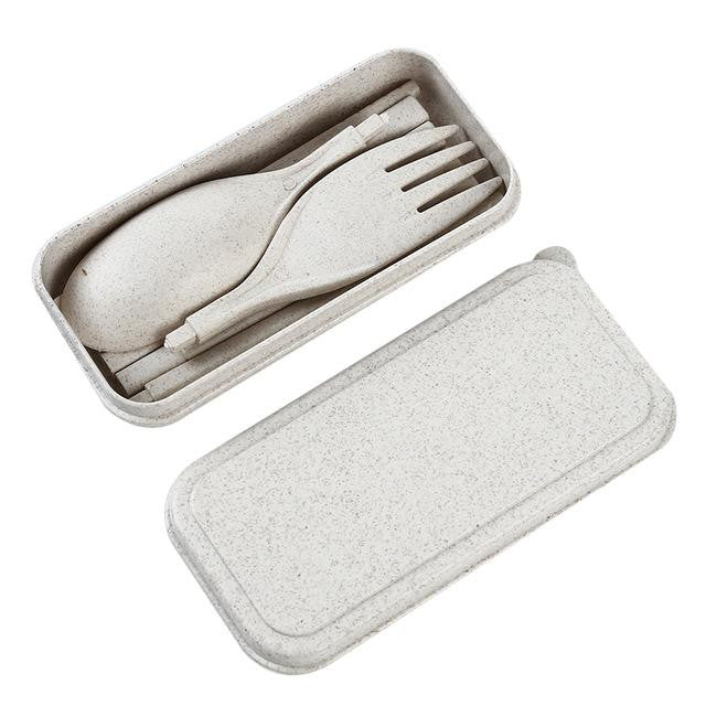 Eco-Friendly Wheat Straw Foldable Cutlery Set with Box