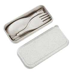 Eco-Friendly Wheat Straw Foldable Cutlery Set with Box