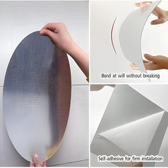 Oval Shape Wall Mirror Sticker (20x30)
