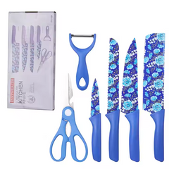 6-Piece Color Printing Kitchen Knife Set with Stainless Steel Blades