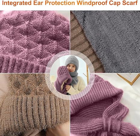 Winter Warm Scarf & Cap Set with Ear Protection