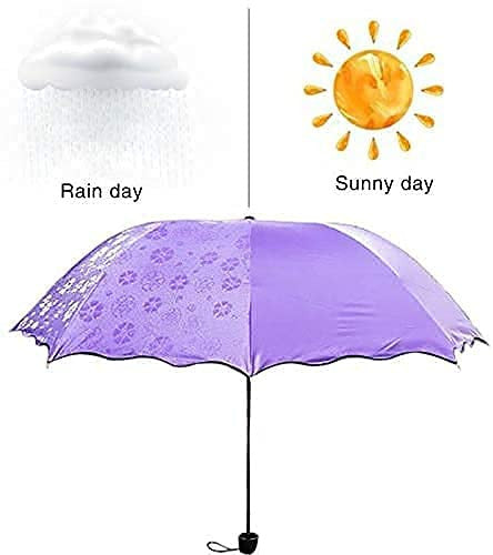 Magic Blossom 3-Fold UV Sun & Rain Umbrella with Water-Activated Pattern