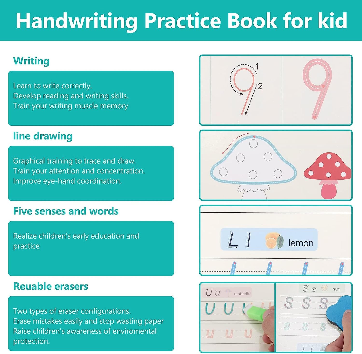 Magic Reusable Kids' Painting & Calligraphy Practice Book Set