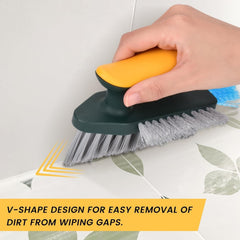 4-in-1 V-Shape Gap Cleaning Brush with Squeegee & Floor Scrubber