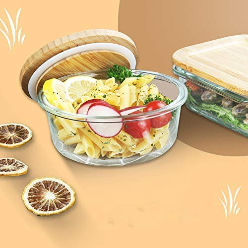 3-Piece Glass Food Storage Set with Wooden Lids