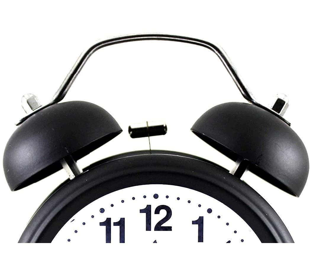 Twin Bell Vintage Alarm Clock Black & White with Backlight
