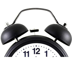 Twin Bell Vintage Alarm Clock Black & White with Backlight
