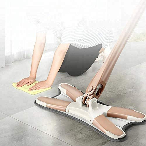 Heavy X Shape Flat Mop with Self-Wringing Microfiber Pads for Easy Floor Cleaning