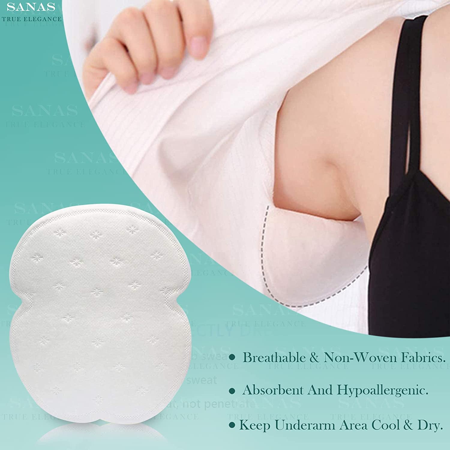 Disposable Armpit Sweat Pads - 10 Pack, Invisible Underarm Shields