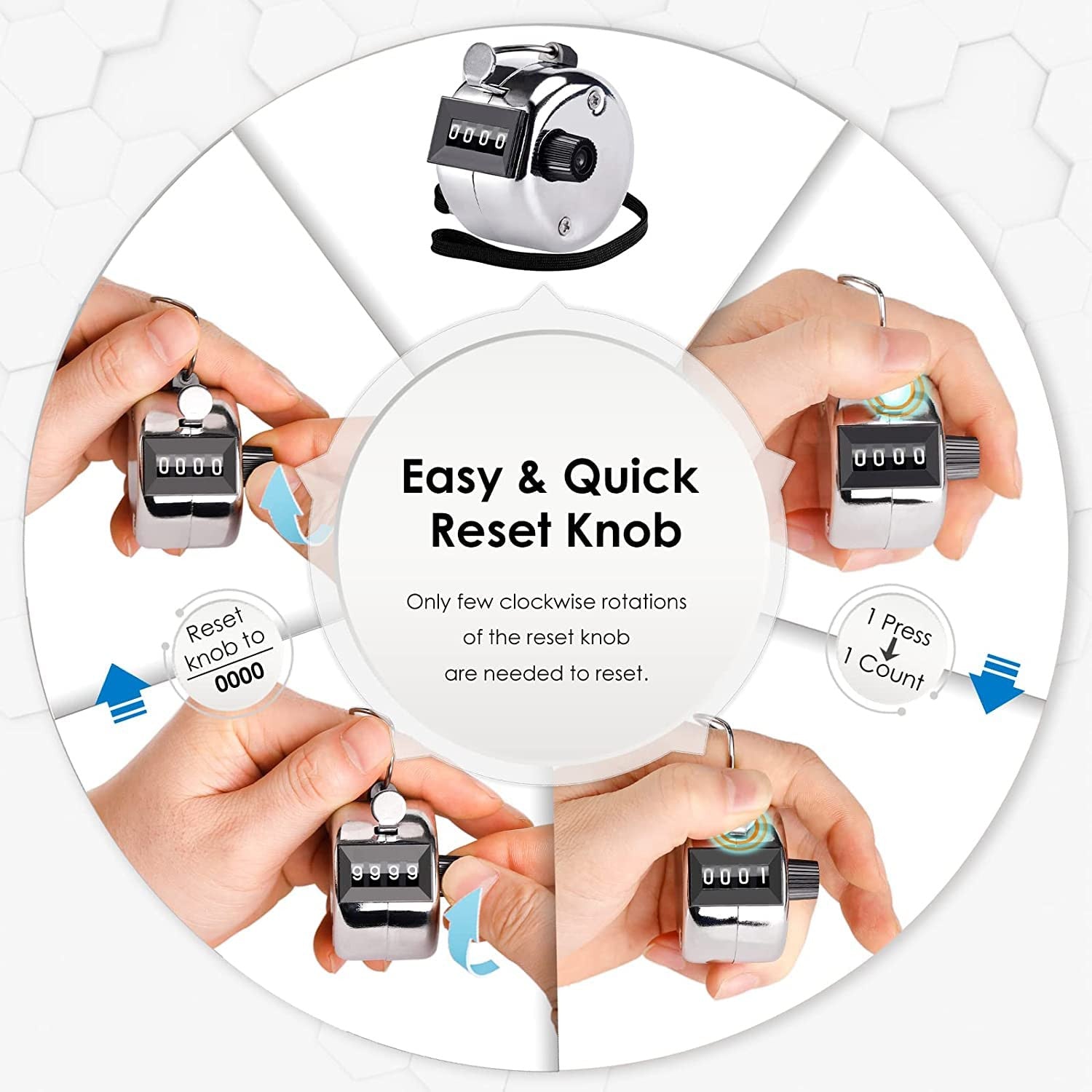 Digital Hand Tally Counter, Finger Counter, 40-70 Character
