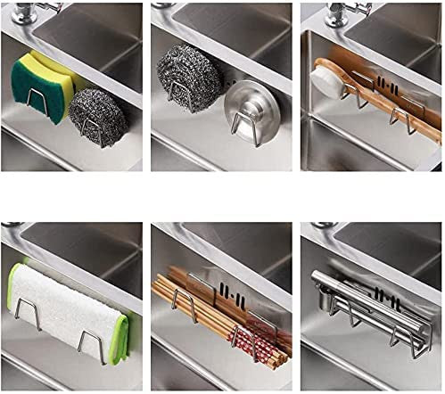 Waterproof Stainless Steel Sink Sponge Holder with Adhesive Mount