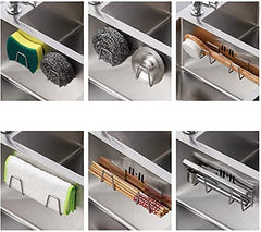 Waterproof Stainless Steel Sink Sponge Holder with Adhesive Mount